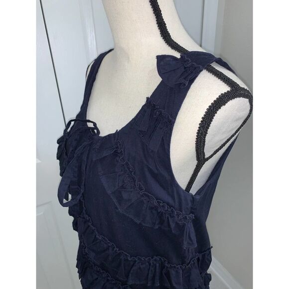 J. Crew Ruffled Sleeveless Navy Dress- S/M - Picture 7 of 7